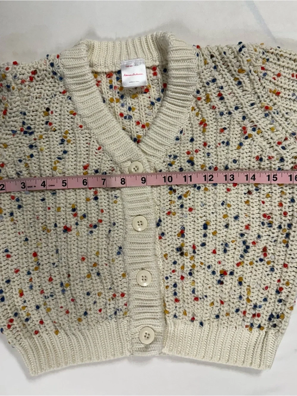 Hanna Andersson Girls Confetti Knit Cardigan Sweater 120 6-7
